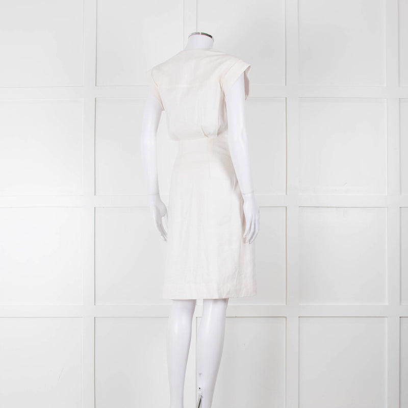 Veronica Beard Cream Sleeveless Wrap Dress