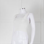 Alice and Olivia Smocked White Top with Zip Back