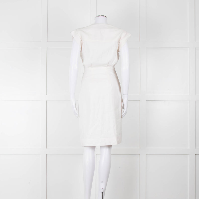Veronica Beard Cream Sleeveless Wrap Dress