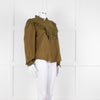 By Iris Khaki Broidery Anglaises Trimmed Blouse