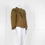By Iris Khaki Broidery Anglaises Trimmed Blouse