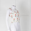Kapara Smocked White Top with Red Flowers and Tie Shoulder