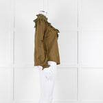 By Iris Khaki Broidery Anglaises Trimmed Blouse