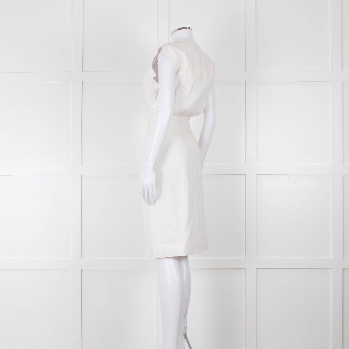 Veronica Beard Cream Sleeveless Wrap Dress