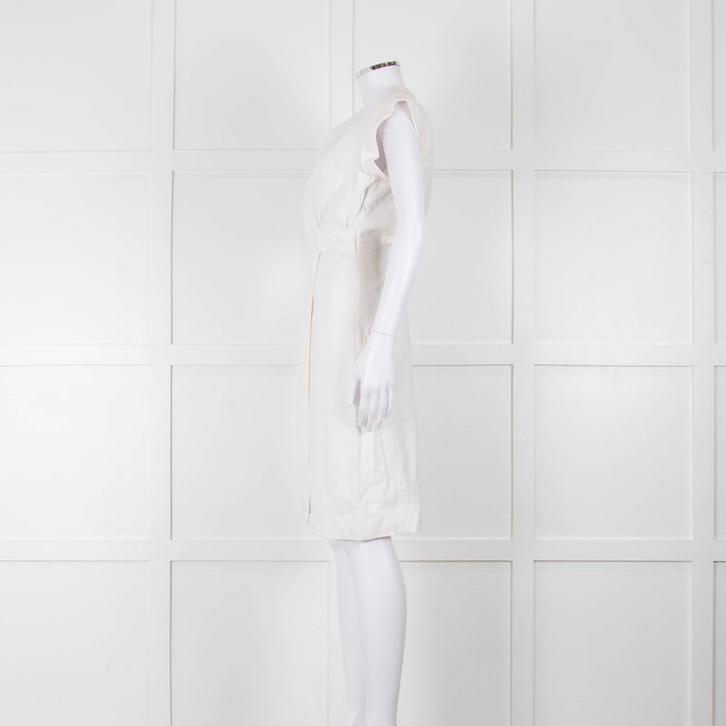 Veronica Beard Cream Sleeveless Wrap Dress