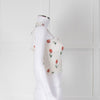 Kapara Smocked White Top with Red Flowers and Tie Shoulder