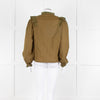 By Iris Khaki Broidery Anglaises Trimmed Blouse