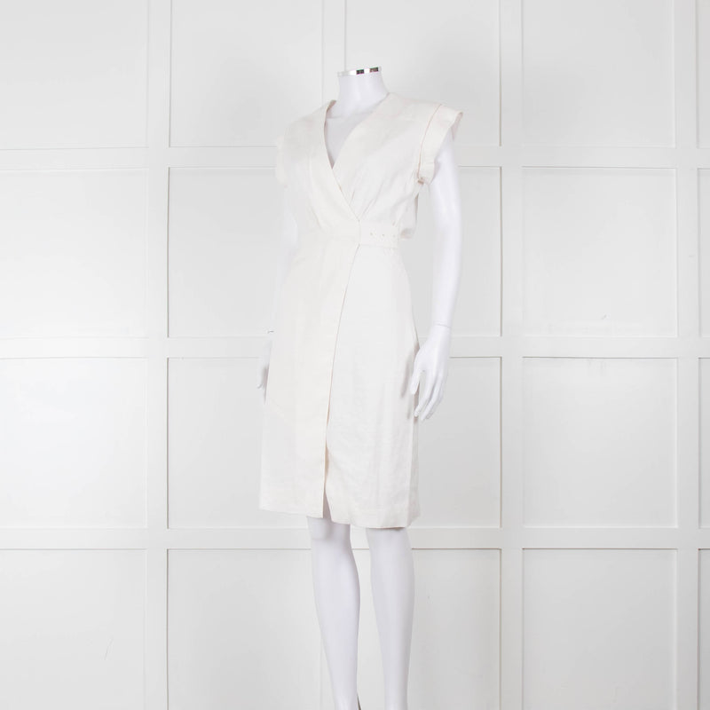 Veronica Beard Cream Sleeveless Wrap Dress