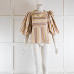 The Label Edition Pale Striped Linen Top With Bib Front