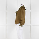 By Iris Khaki Broidery Anglaises Trimmed Blouse