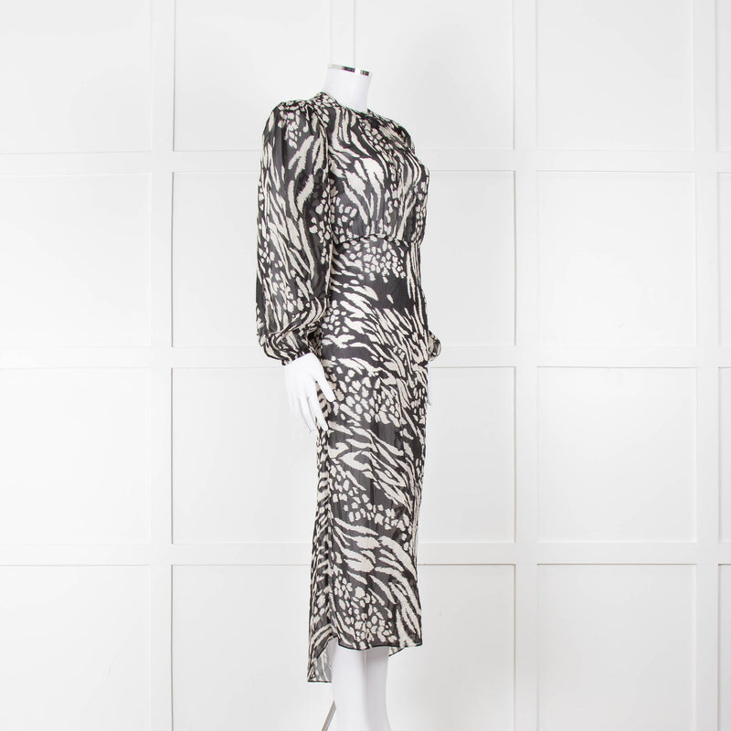 Veronica Beard Black White Animal Print Sheer Dress