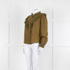 By Iris Khaki Broidery Anglaises Trimmed Blouse