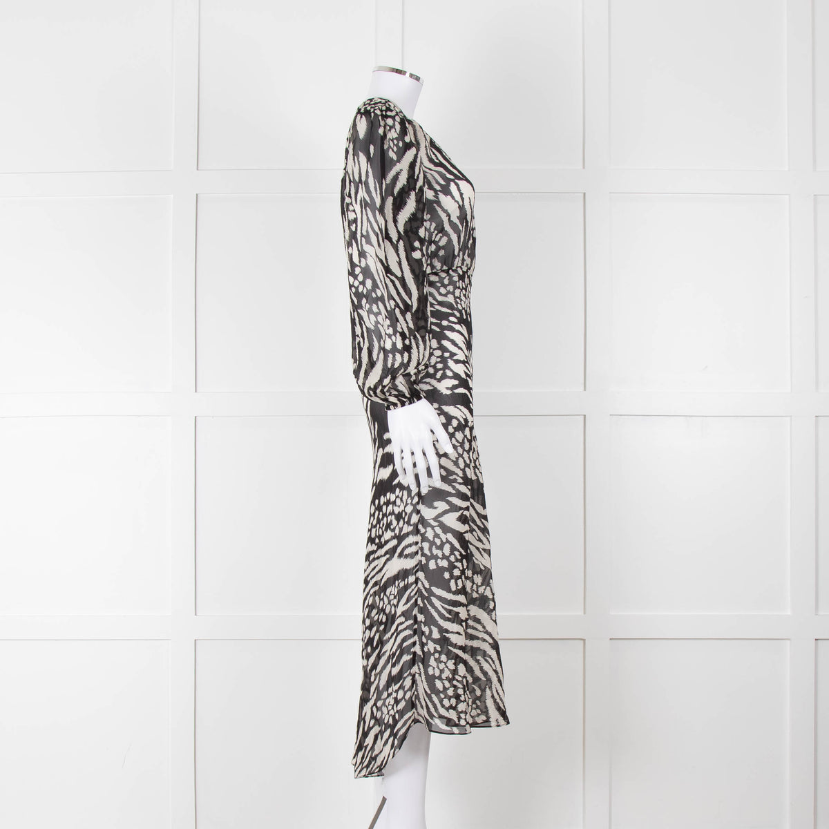 Veronica Beard Black White Animal Print Sheer Dress