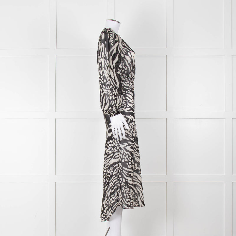Veronica Beard Black White Animal Print Sheer Dress