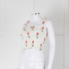 Kapara Smocked White Top with Red Flowers and Tie Shoulder