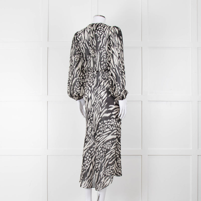 Veronica Beard Black White Animal Print Sheer Dress