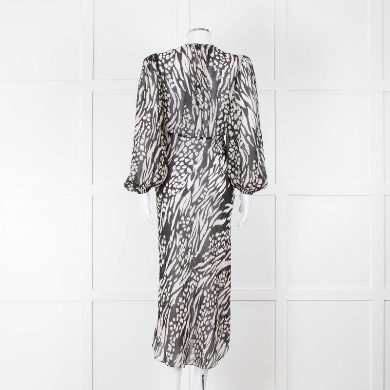 Veronica Beard Black White Animal Print Sheer Dress