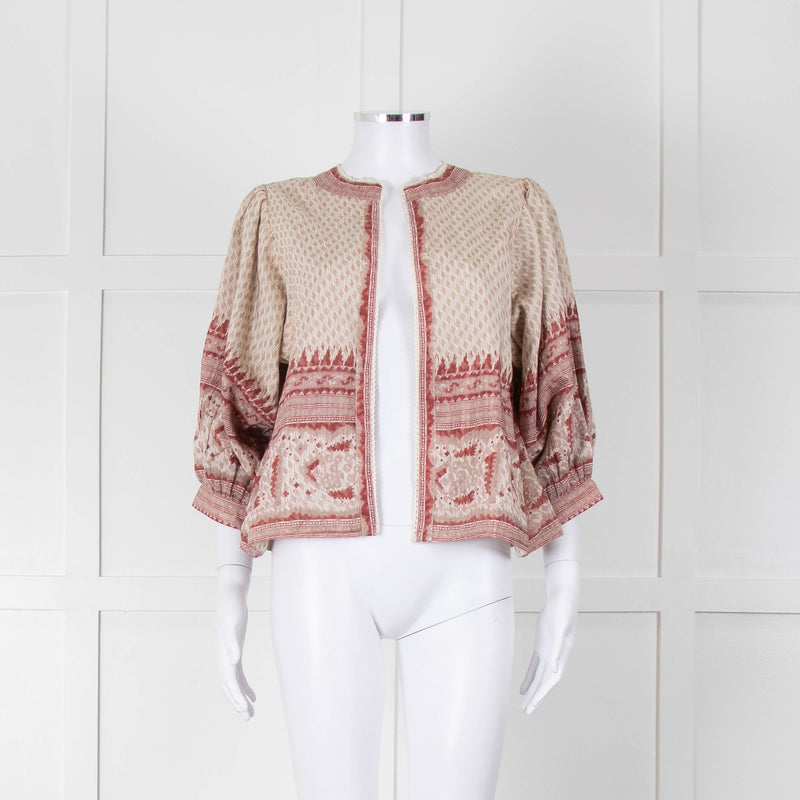 MABE Cotton Pink and Beige Aztec Print Jacket