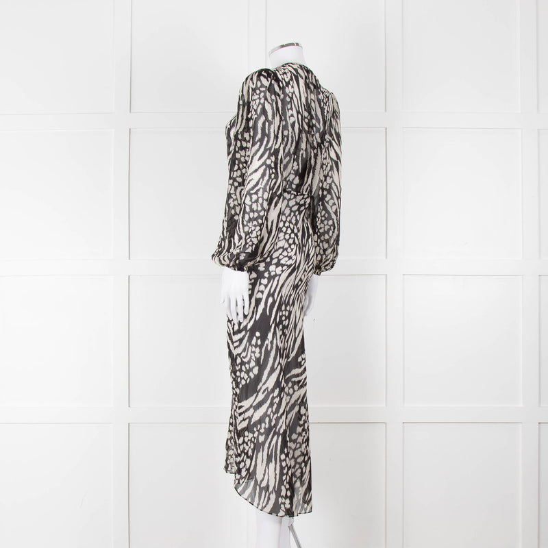 Veronica Beard Black White Animal Print Sheer Dress