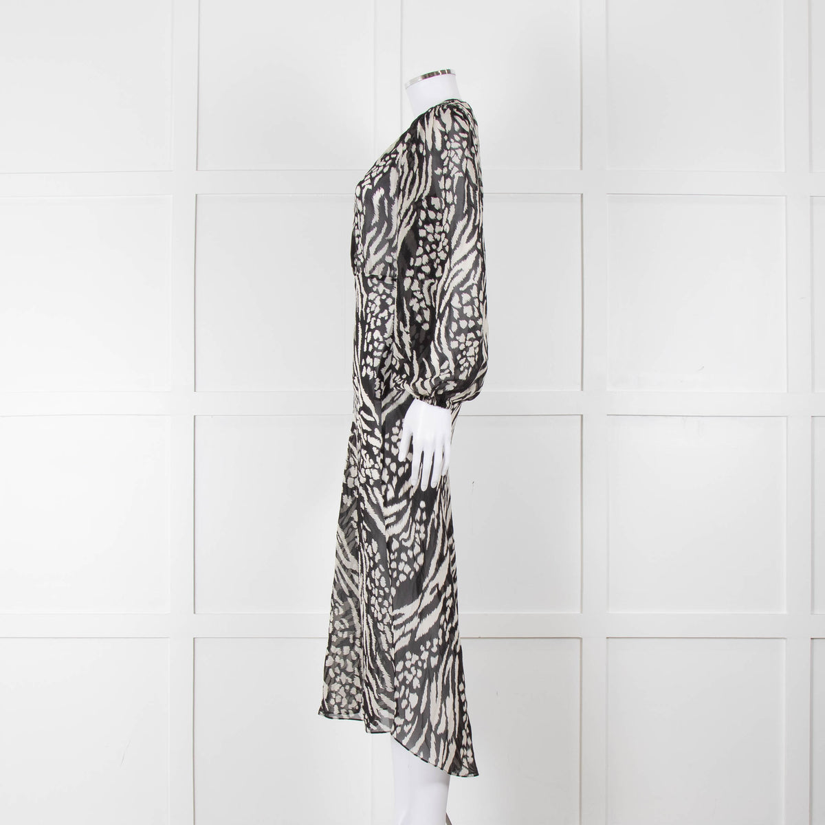 Veronica Beard Black White Animal Print Sheer Dress