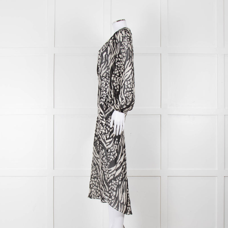 Veronica Beard Black White Animal Print Sheer Dress
