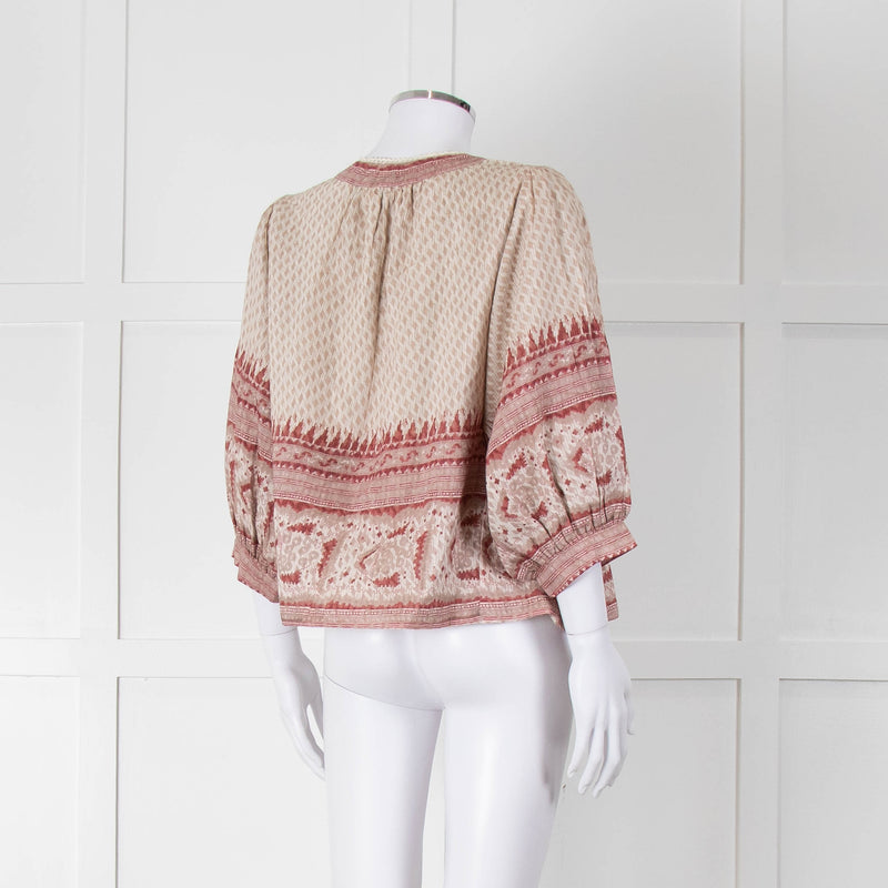 MABE Cotton Pink and Beige Aztec Print Jacket