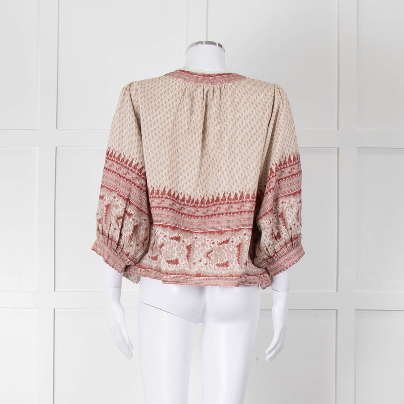 MABE Cotton Pink and Beige Aztec Print Jacket