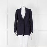 Dries Van Noten Navy Blue Fine Wool Blazer Jacket