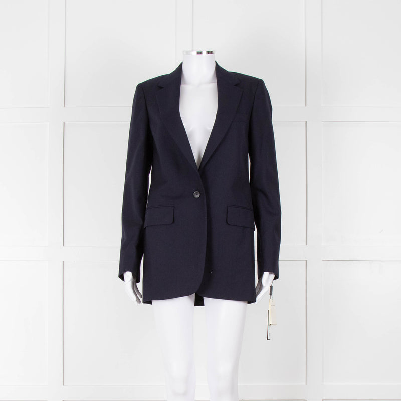 Dries Van Noten Navy Blue Fine Wool Blazer Jacket