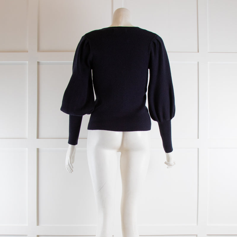 Cefinn Navy Leg Of Mutton Sleeve Cardigan