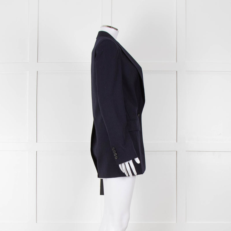 Dries Van Noten Navy Blue Fine Wool Blazer Jacket