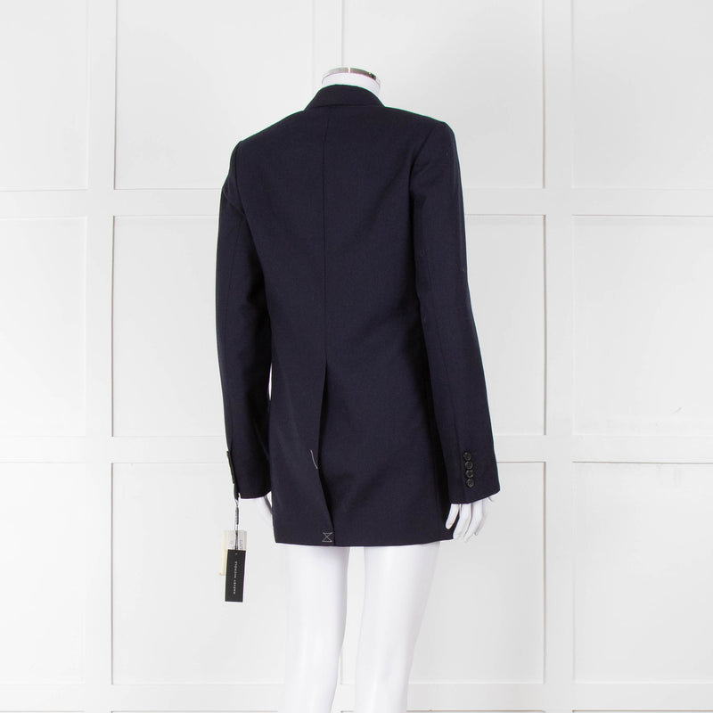Dries Van Noten Navy Blue Fine Wool Blazer Jacket