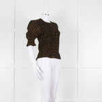 By Iris Black Yellow Green Floral Print Smocking Detail Top