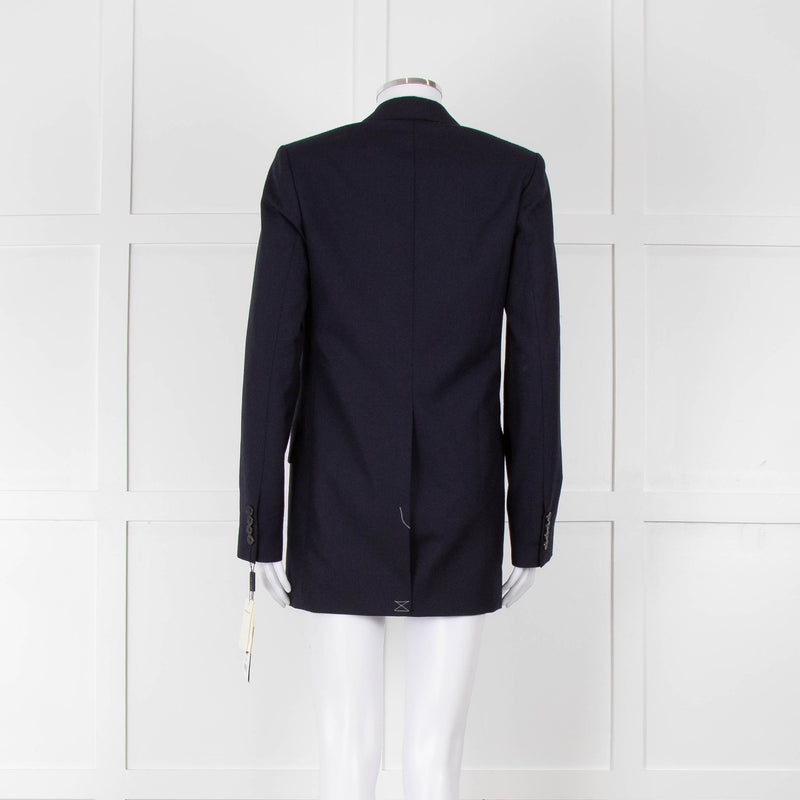 Dries Van Noten Navy Blue Fine Wool Blazer Jacket