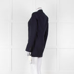 Dries Van Noten Navy Blue Fine Wool Blazer Jacket