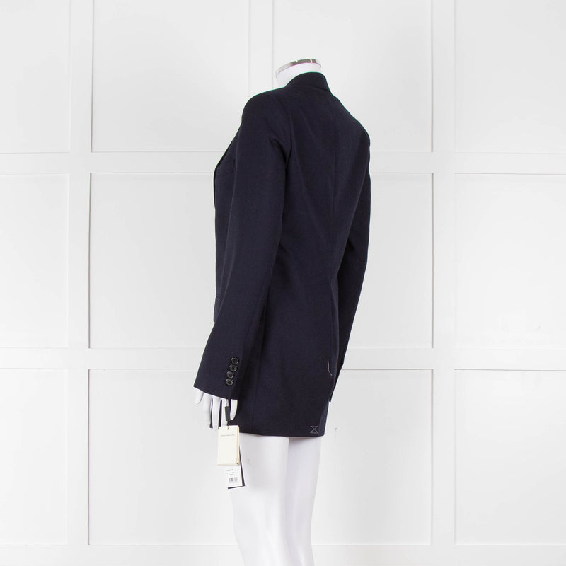 Dries Van Noten Navy Blue Fine Wool Blazer Jacket