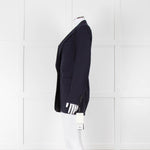 Dries Van Noten Navy Blue Fine Wool Blazer Jacket