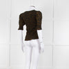 By Iris Black Yellow Green Floral Print Smocking Detail Top