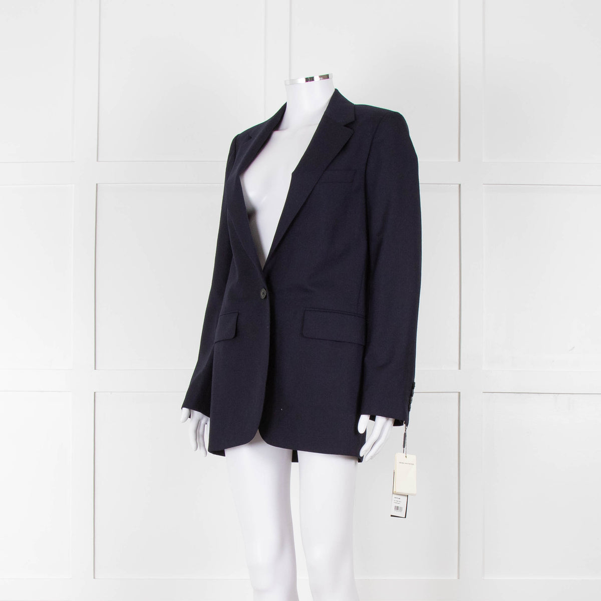 Dries Van Noten Navy Blue Fine Wool Blazer Jacket