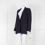 Dries Van Noten Navy Blue Fine Wool Blazer Jacket
