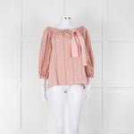 See By Chloe White Orange Blue Cotton Striped Top