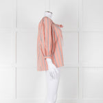 See By Chloe White Orange Blue Cotton Striped Top
