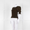 By Iris Black Yellow Green Floral Print Smocking Detail Top