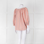 See By Chloe White Orange Blue Cotton Striped Top