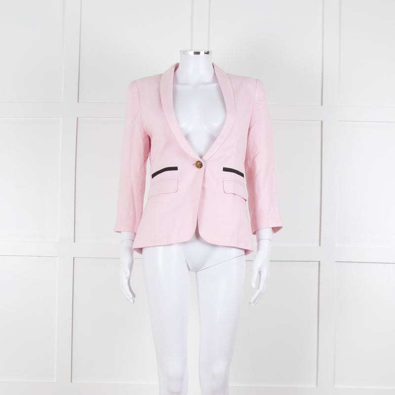 Smythe Pink Black Pocket Cotton Blend Blazer