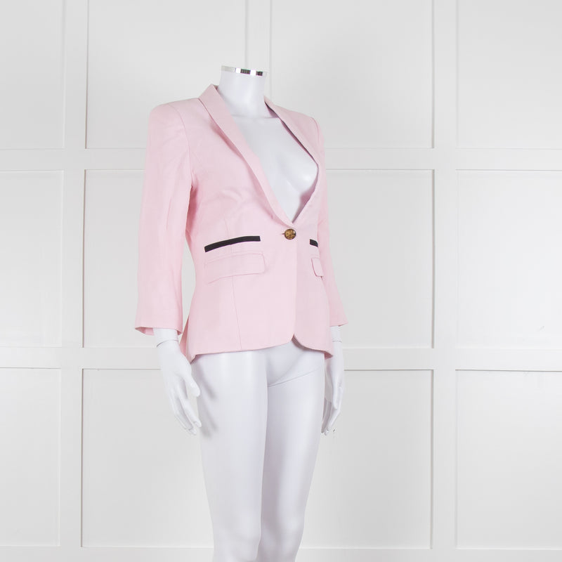 Smythe Pink Black Pocket Cotton Blend Blazer