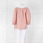 See By Chloe White Orange Blue Cotton Striped Top