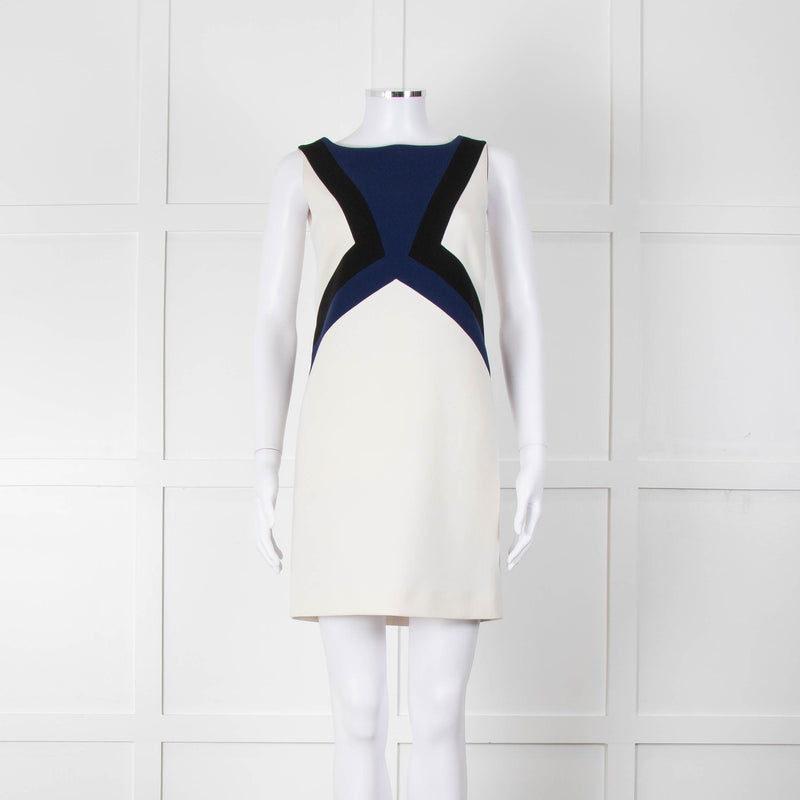 Emilio Pucci Cream Shift Dress with Black and Navy Colour Block Chest