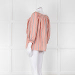 See By Chloe White Orange Blue Cotton Striped Top