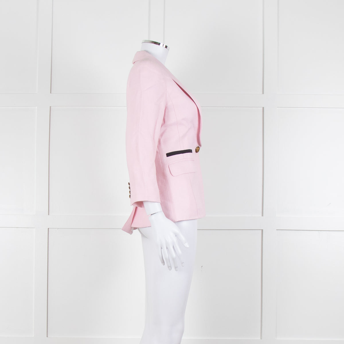 Smythe Pink Black Pocket Cotton Blend Blazer